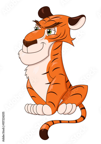 Fototapeta Naklejka Na Ścianę i Meble -  Smiling tiger sitting 2