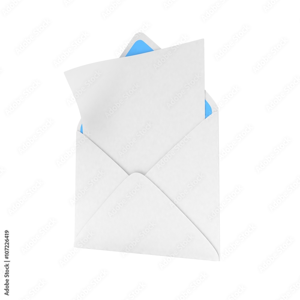 open mail with white blank. 3d rendering. open mail with white blank. 3d rendering.