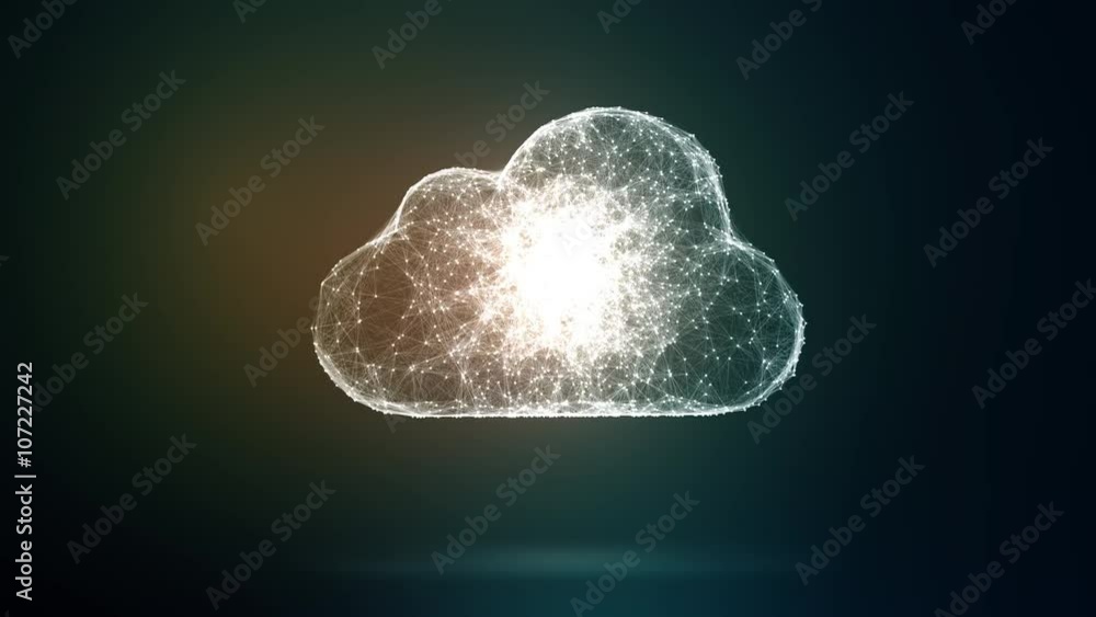 cloud storage from dots an lines slow moving, network conception from a plurality of hosts and communications 4K cloud storage from dots an lines slow moving, network conception from a plurality of hosts and communications 4K