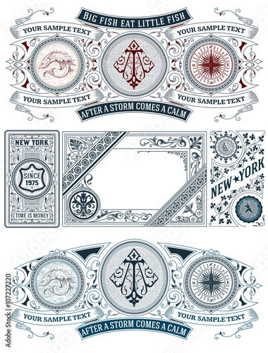 5 Old Cards Set. Vector