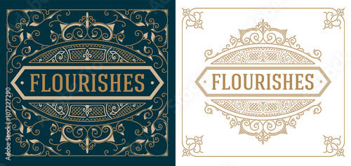 Vintage logo templates with Flourishes Elegant Design Elements