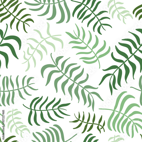 Vector seamless pattern with green leaves.