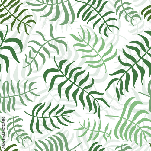 Vector seamless pattern with green leaves.
