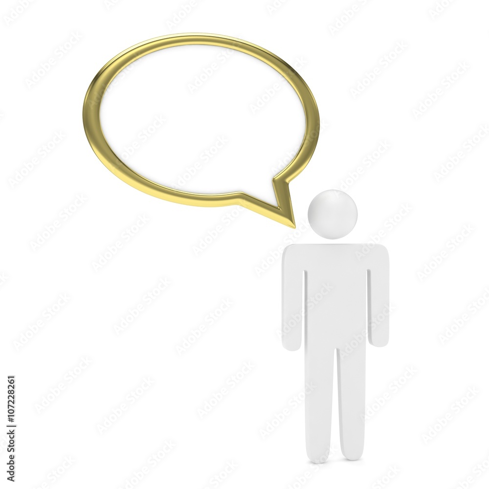 3d man with talk bubbles isolated over a white background. 3d rendering.