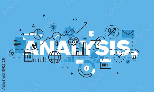 Modern thin line design concept for ANALYSIS website banner. Vector illustration concept for business analysis  market research  product testing  data analysis.