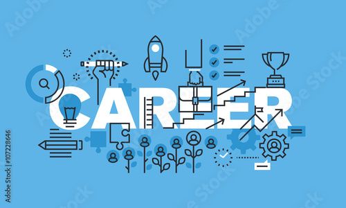 Modern thin line design concept for CAREER website banner. Vector illustration concept for human resources, career opportunities, professional skills, management.