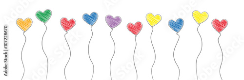 Herzen Luftballon bunt scribble