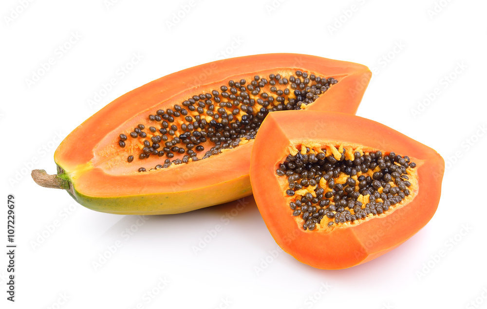 papaya slice on white background papaya slice on white background