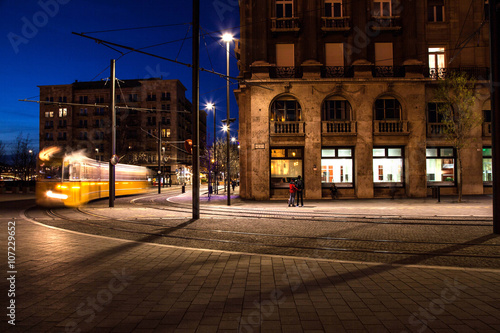 Photography Tram at night in Budapest