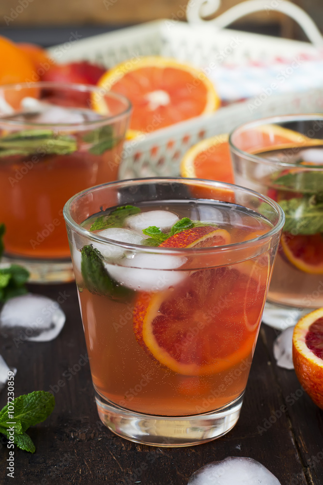lemonade with red oranges, refreshing drink lemonade with red oranges, refreshing drink
