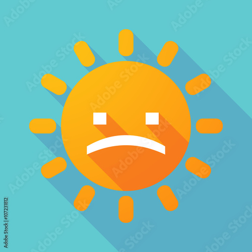Long shadow sun with a sad text face