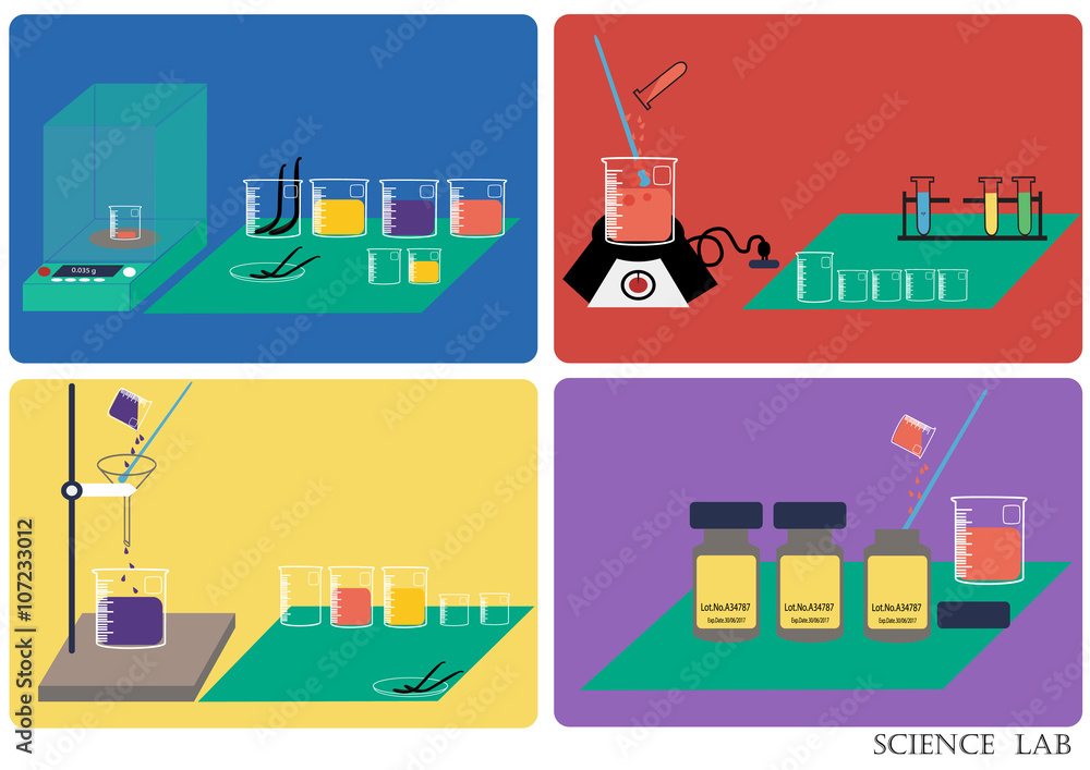 Science lab Vector .Chemical Laboratory, chemical glassware. vector illustration,flat design