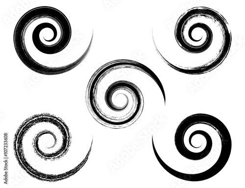 Spiral vector black brush strokes collection