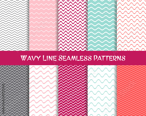 Vector wavy line seamless patterns collection