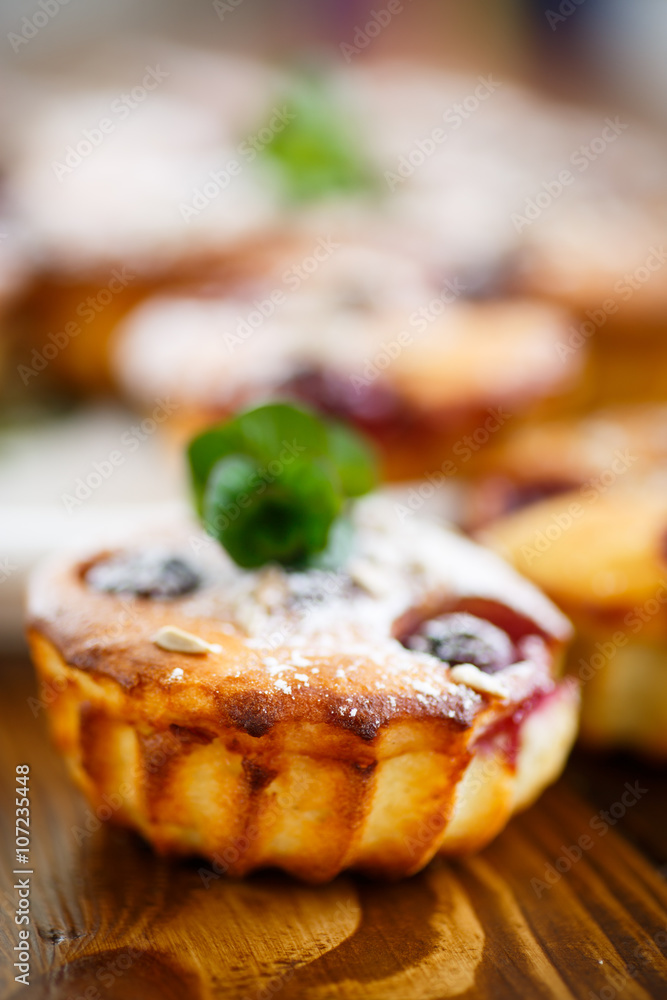 cheese muffins with walnuts and cherries 