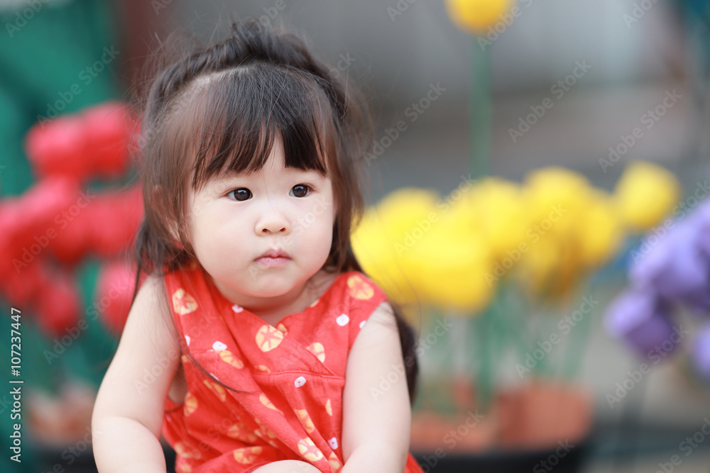 Portrait of  little girl in summer day