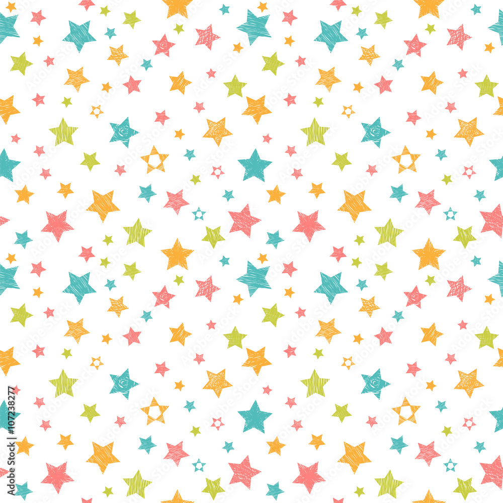 Cute seamless pattern with stars. Stylish print with hand drawn Cute seamless pattern with stars. Stylish print with hand drawn