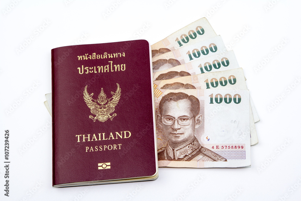 Fototapeta premium Thailand passport and maney.