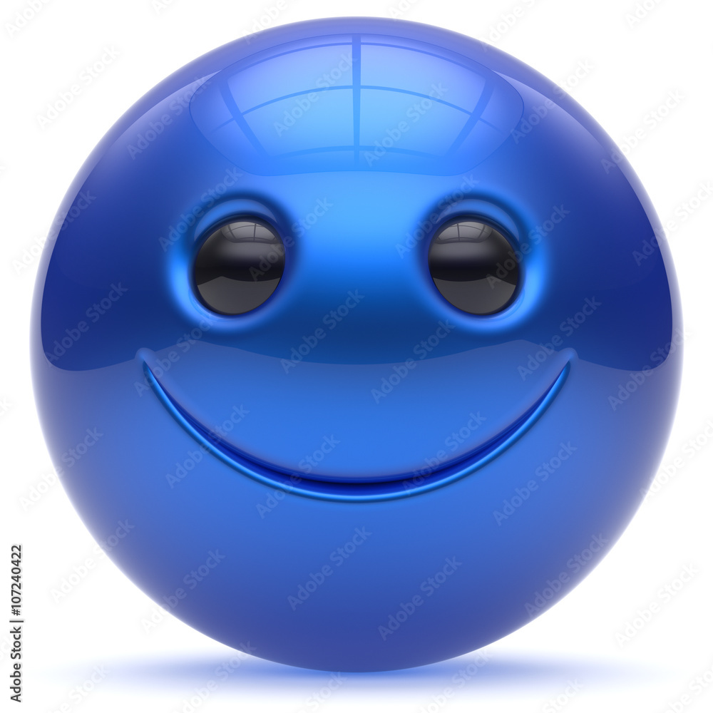 Smiley face head ball cheerful sphere emoticon blue cartoon smiling happy decoration cute. Smile funny joyful person laughing joy character toy avatar cyan. 3d render isolated Smiley face head ball cheerful sphere emoticon blue cartoon smiling happy decoration cute. Smile funny joyful person laughing joy character toy avatar cyan. 3d render isolated