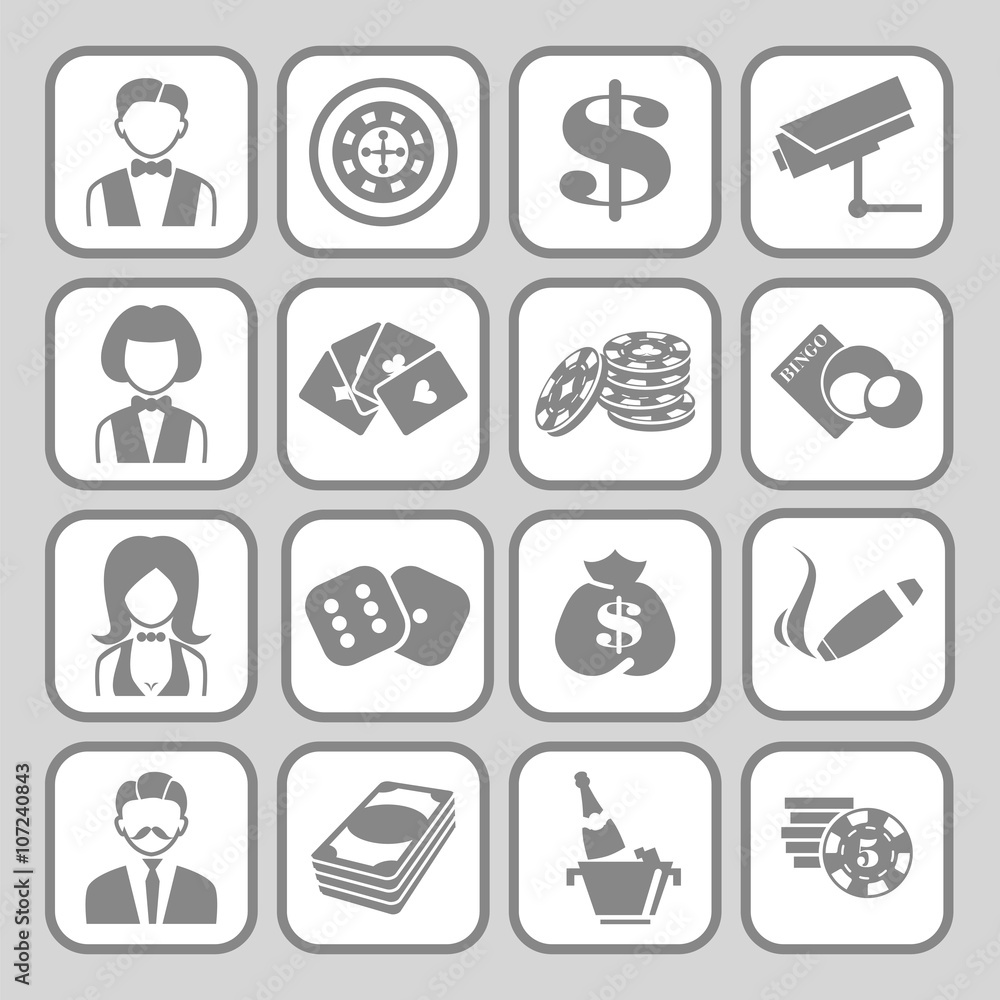 The set of flat casino icons. The set of flat casino icons.