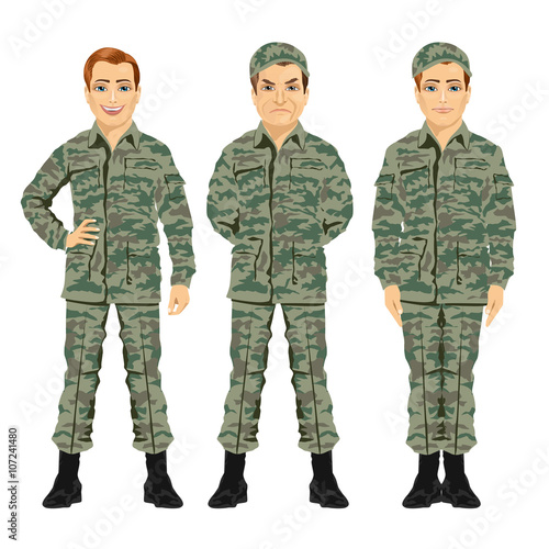 three army soldiers posing 