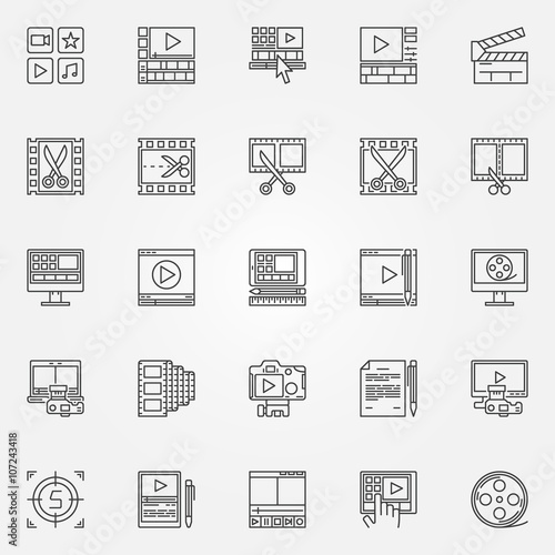 Video editor icons set