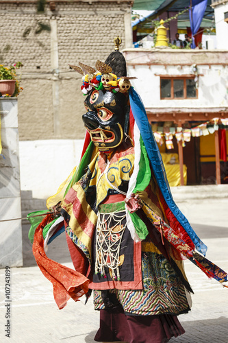 An unidentified buddhist lamas dressed in mystical mask dancing Tsam mystery dance in time of Yuru Kabgyat Buddhist festival at Lamayuru Gompa © Nguyen Vu Quan