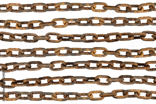 Old iron rusty chain isolated on white background