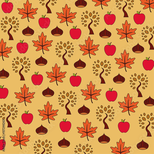 Pattern autunno foglie e castagne
