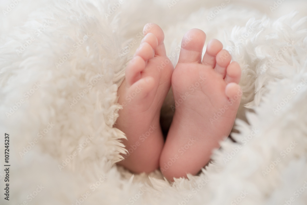 Close up of baby feet wrapped in a blanket Close up of baby feet wrapped in a blanket
