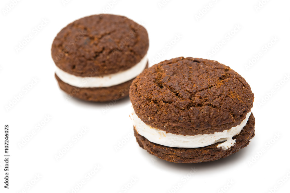 chocolate cookies with creme filing isolated chocolate cookies with creme filing isolated