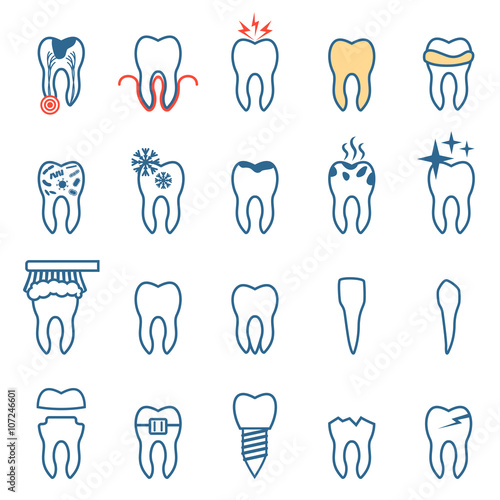 tooth  disease  vector dentist set   teeth icons