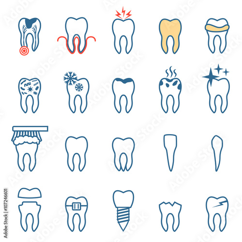 tooth  disease, vector dentist set , teeth icons