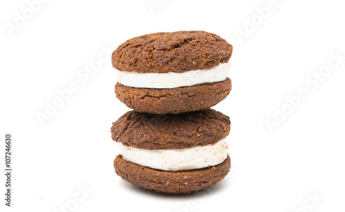 chocolate cookies with creme filing isolated