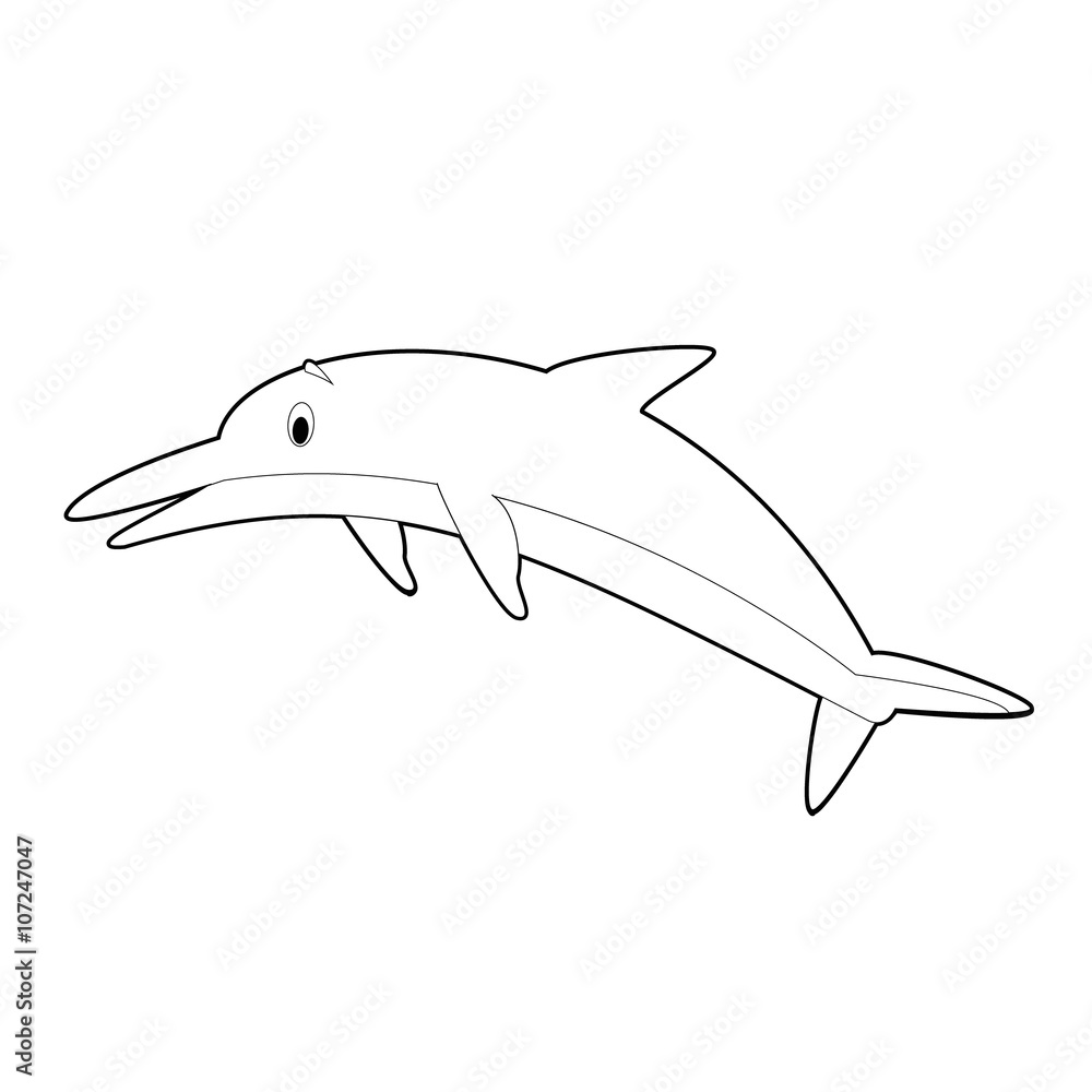 Fototapeta premium Easy Coloring Animals for Kids: Dolphin