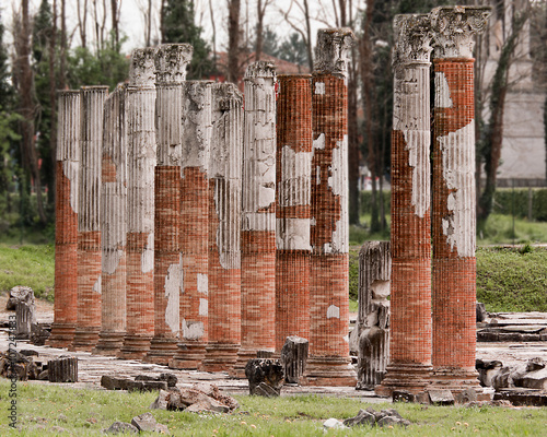  Roman columns in archaeological park in Aquileia, Italy
