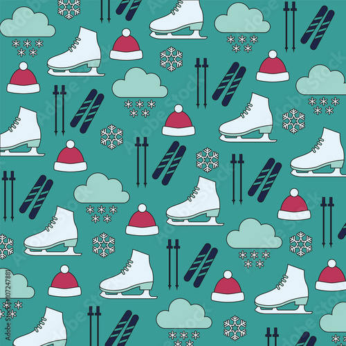 Pattern inverno sci e pattinaggio