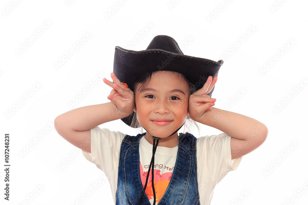 Beautiful asian girl in a cowboy hat Beautiful asian girl in a cowboy hat