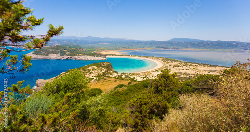 Fototapeta Naklejka Na Ścianę i Meble -  Beautiful lagoon of Voidokilia from a high point view, Greece, Europe