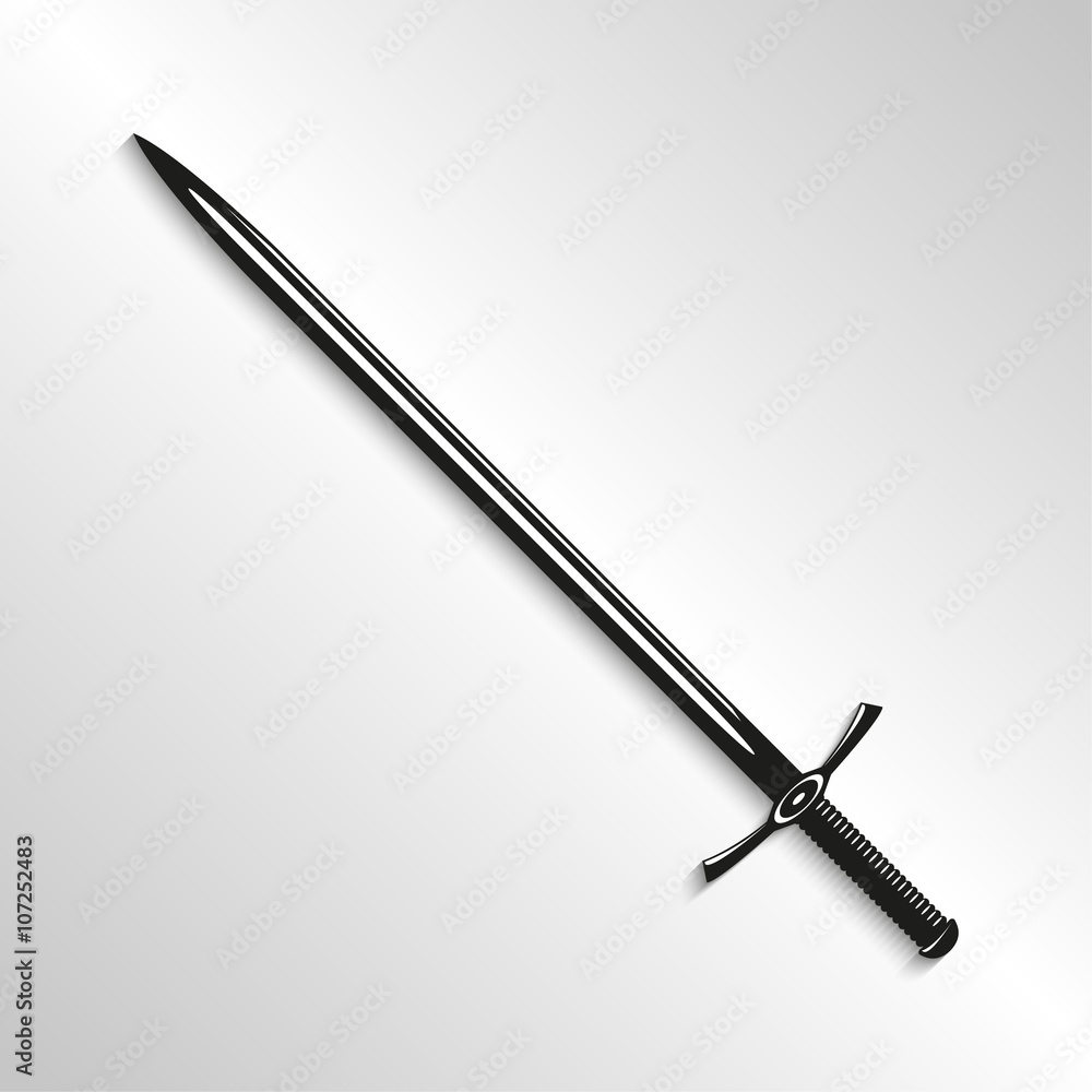 Sword. Vector illustration. Black and white view. Stock Vector | Adobe ...