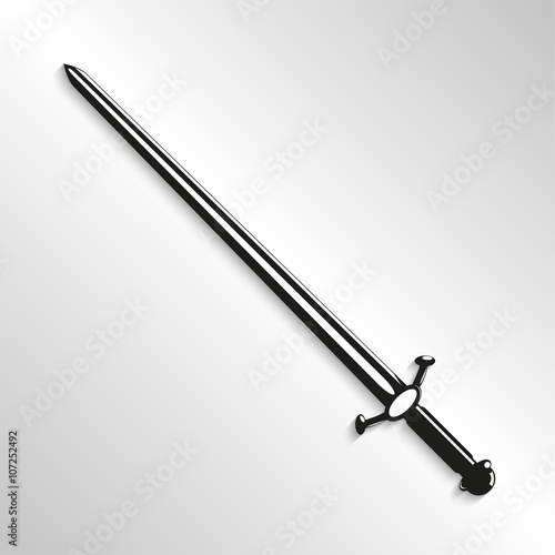Sword. Vector illustration. Black and white view.