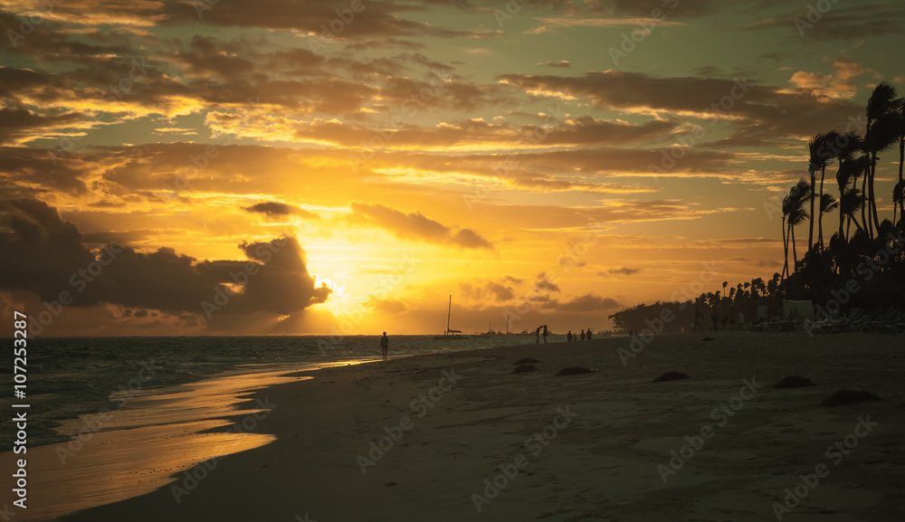 Sunrise over Atlantic ocean, Hispaniola island