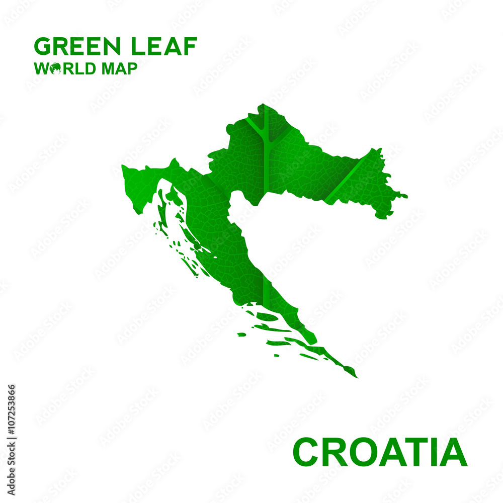 Map Of Croatia,Nature green leaf, vector illustration