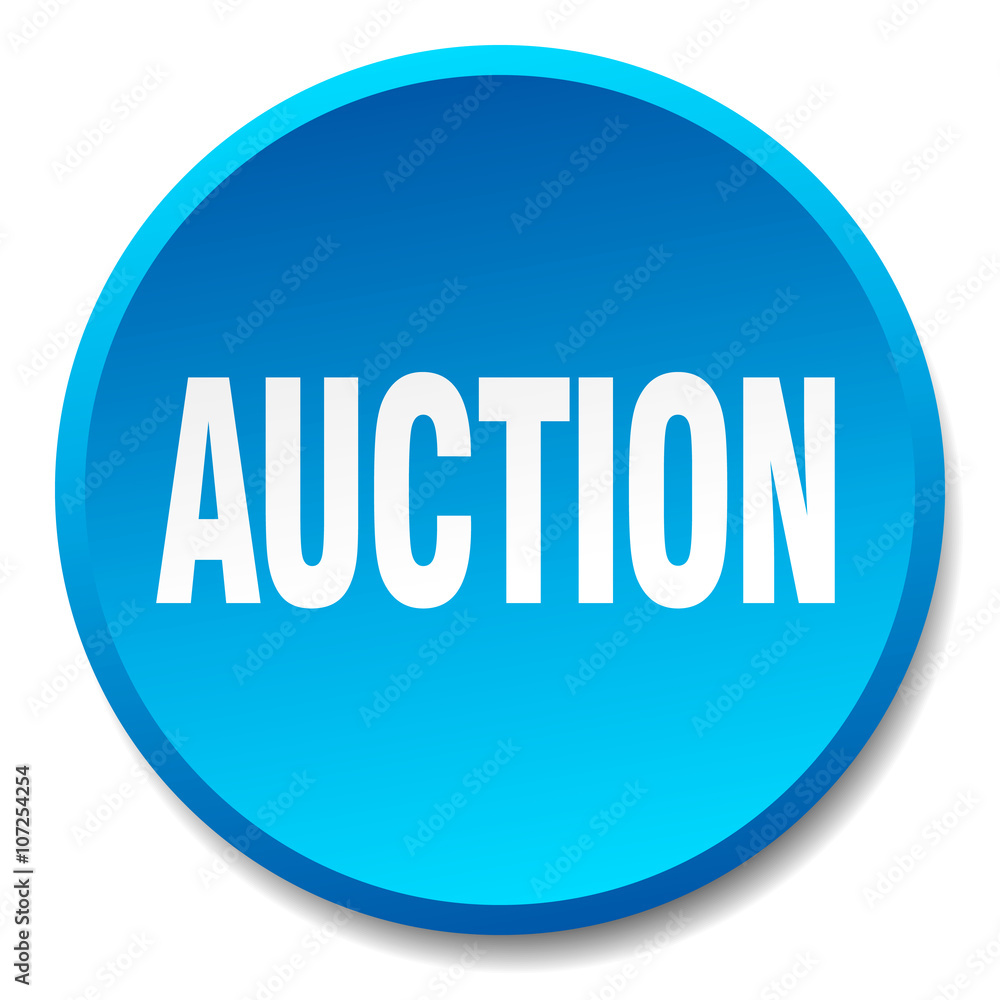 auction blue round flat isolated push button auction blue round flat isolated push button