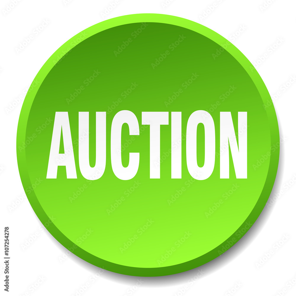 auction green round flat isolated push button auction green round flat isolated push button