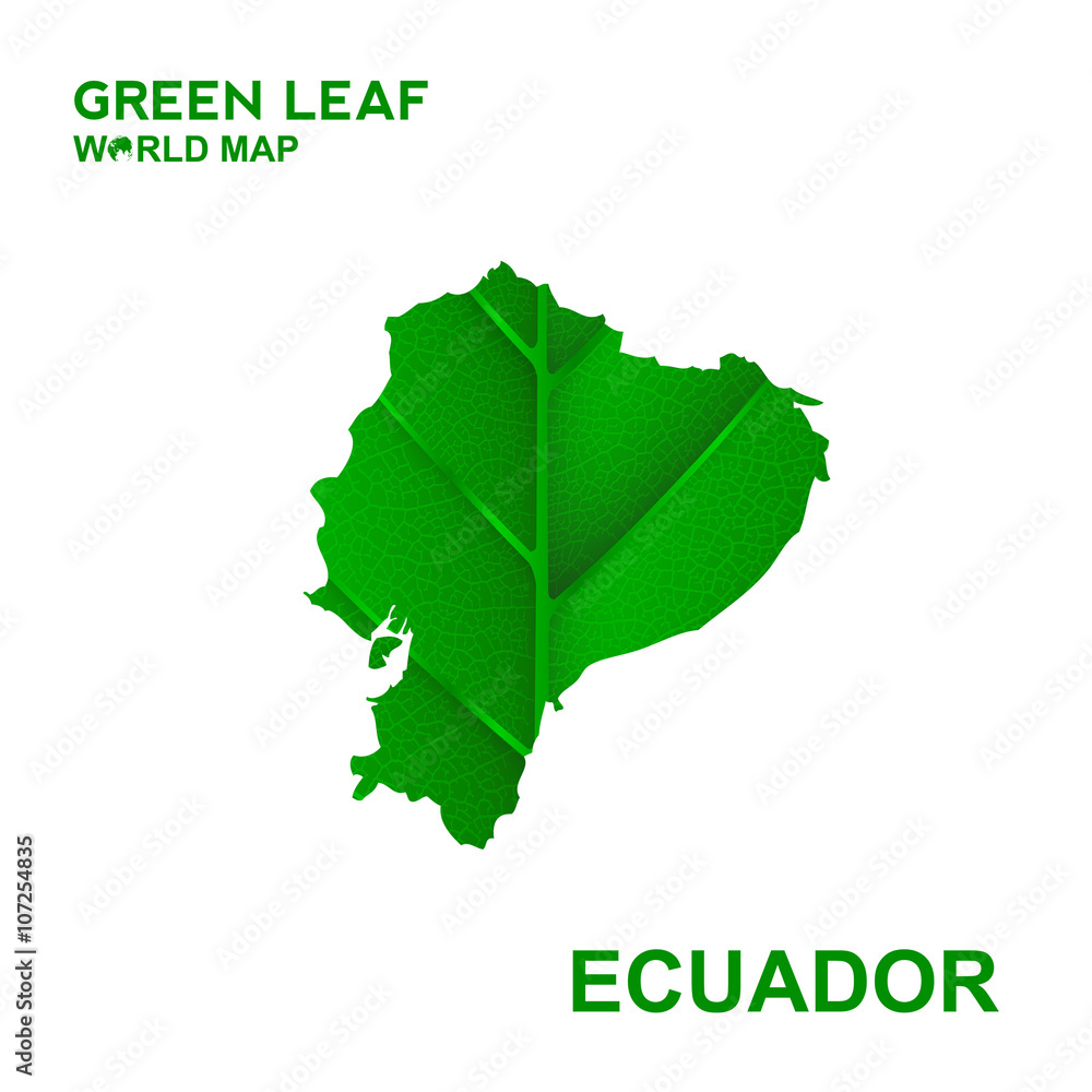 Map Of Ecuador,Nature green leaf, vector illustration