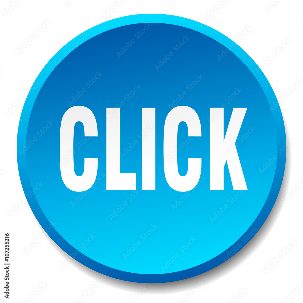 click blue round flat isolated push button click blue round flat isolated push button