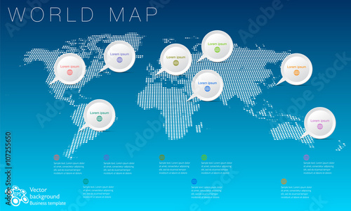 World Map #Vector Illustration, White Dot Pattern