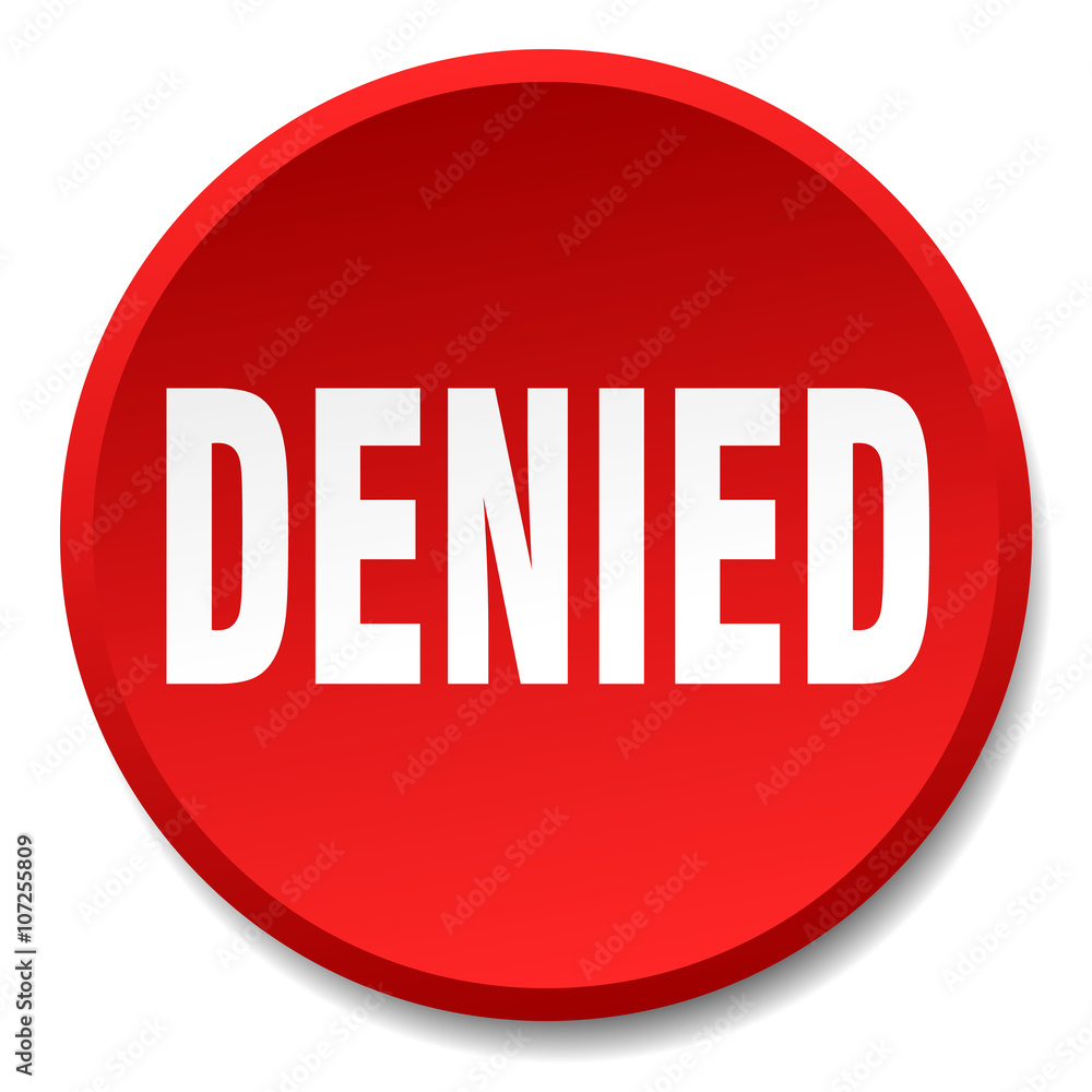 denied red round flat isolated push button