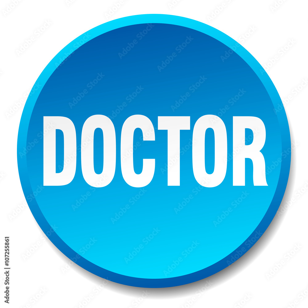doctor blue round flat isolated push button doctor blue round flat isolated push button